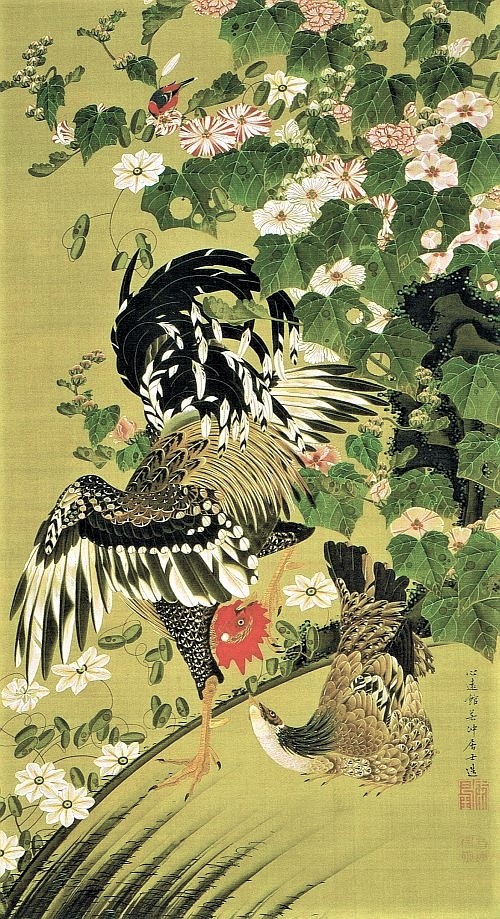 芙蓉双鶏図（ふようそうけいず）