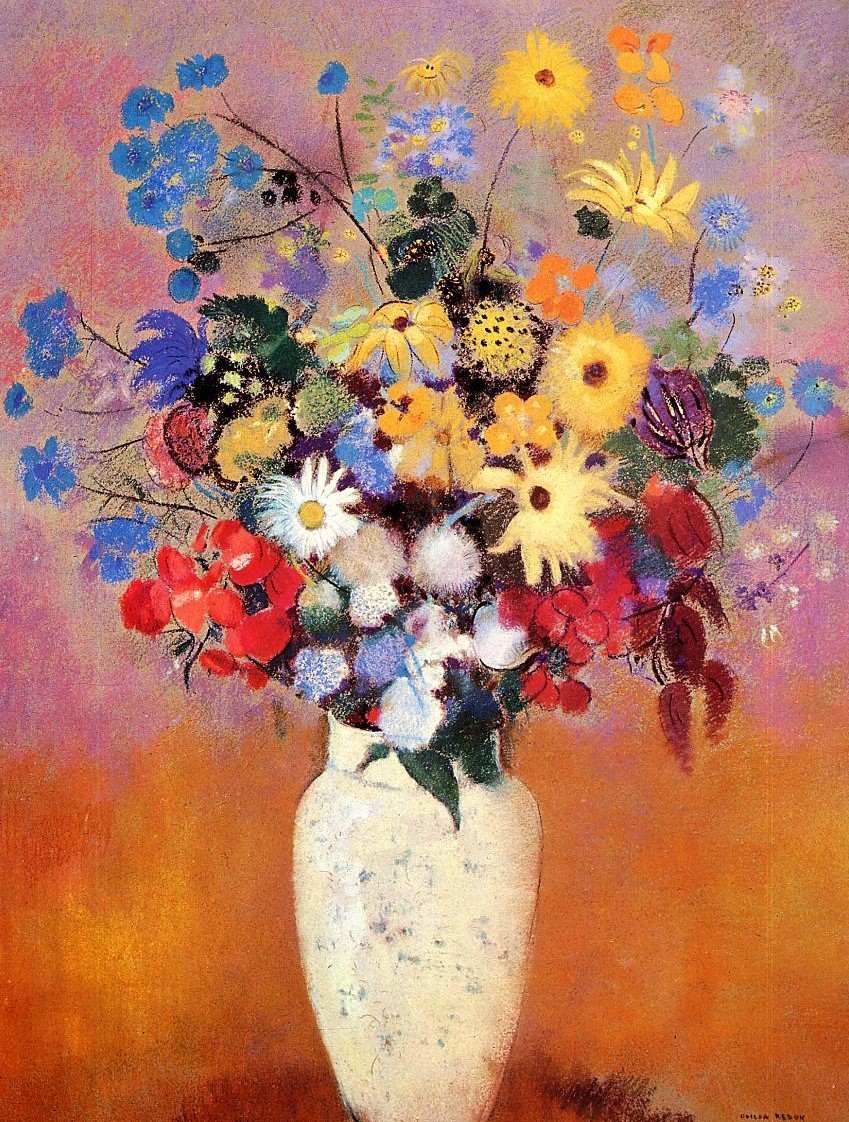 白い花瓶にさした花 【1916】